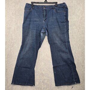 Liz Claiborne Women’s Bootcut Jeans Medium Wash 22W Elastic Waist Distressed Hem